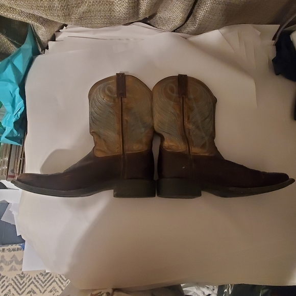 ARIAT ROUNDUP LEATHER WOMEN PULL ON COWBOY BOOT WIDE CALF. brown Gold Turquise. - Picture 7 of 16